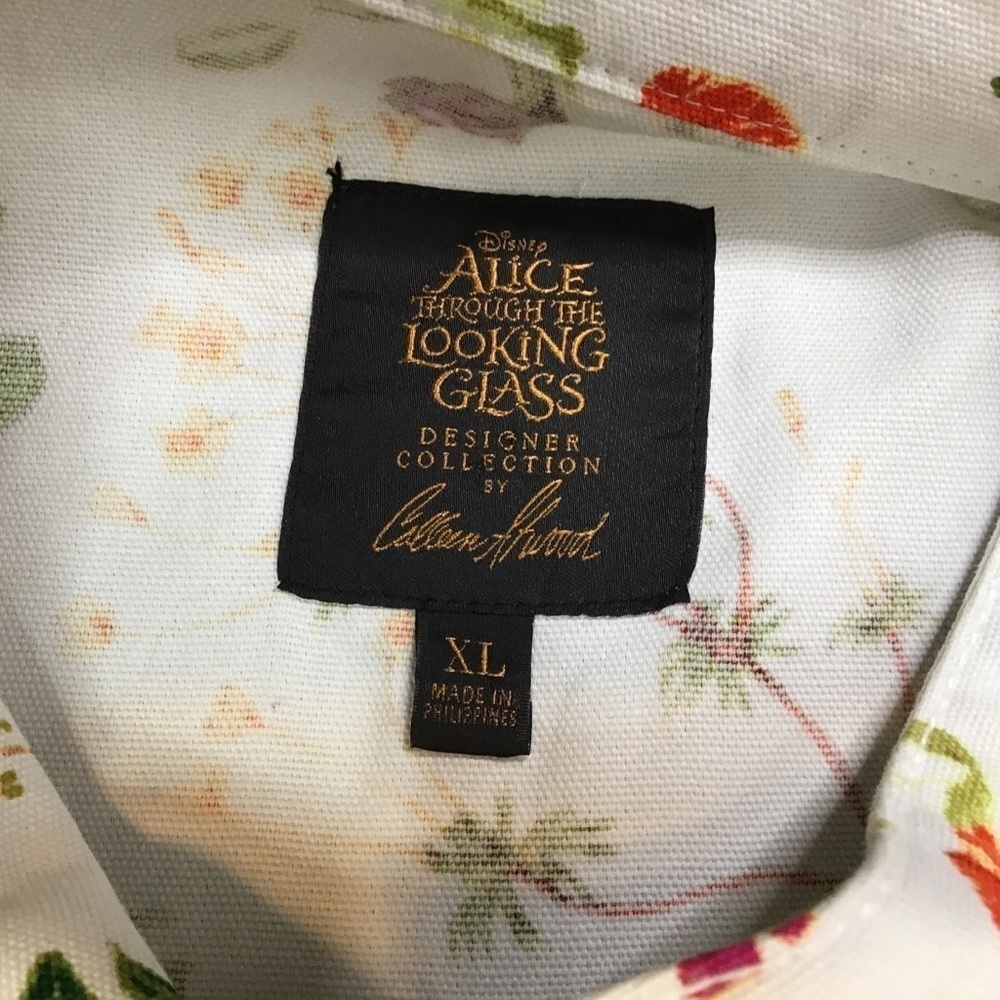 DISNEY Jacket Size XL Alice Looking Glass Atwood Floral Designer White - Picture 13 of 15